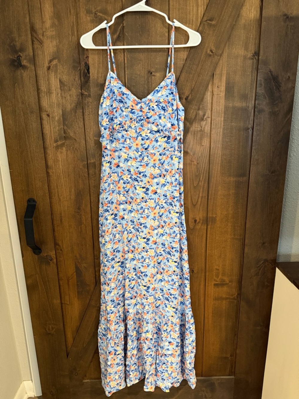 Floral Blue & Peach Slip Maxi Dress